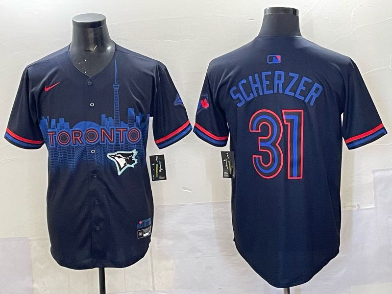 Men 2025 Toronto Blue Jays #31 Scherzer Black Joint Name Nike MLB Jersey 010
